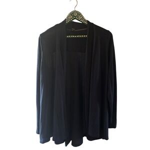 Storm Navy Blue Open Front Pleated Back Draped Cardigan Sweater Womens 1X